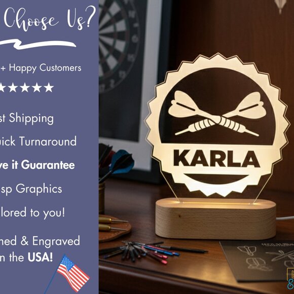 Custom Dart LED Lamp – Unique Dartboard Nightlight for Him - Picture 4 of 8